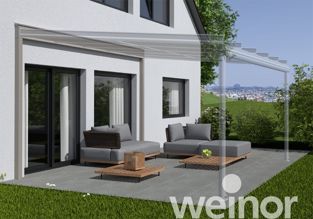 Dragende Wandaansluiting en Terrazza Originale met glazen terrasoverkappingen